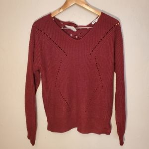 Moral Fiber Red Knit Criss Cross Open Back Sweater